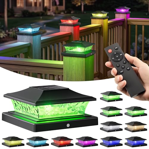4x4 Post Solar Lights Color Changing with Remote (12 Count)