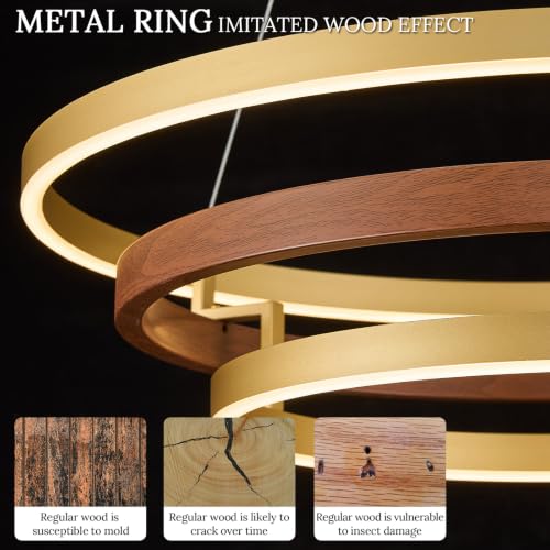 5 Ring LED Chandelier Modern Chandeliers Black Gold Brass Dimmable 31''