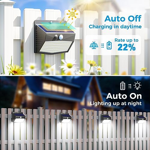 6 Pack Solar Motion Sensor Lights Outdoor Waterproof with 3 Modes (6 Count)