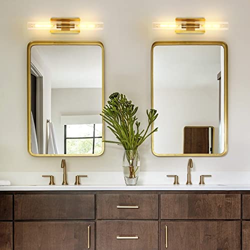 Modern Brass and Glass Wall Sconces (2 Count)