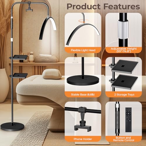 Half Moon Lash Light Dimmable Esthetician Floor Lamp