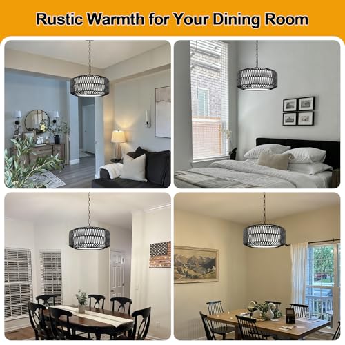9" 52" Height Adjustable Farmhouse Chandelier Light Fixture
