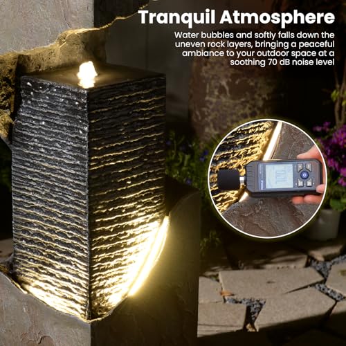 35.4" Outdoor Indoor Waterfall Fountain with LED Lights