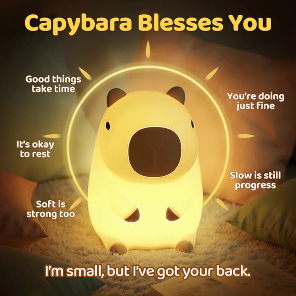 Huggwaii Squishy Capybara Night Light for Kids