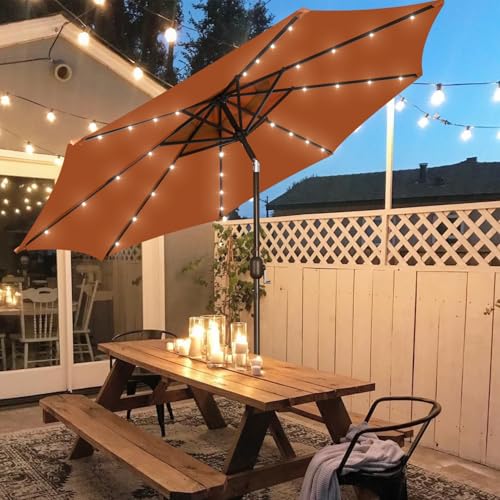 9 ft Solar Umbrella with 32 LED Lights for Garden (32 Count)