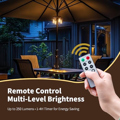 Dark Wood Grain Patio Umbrella Light with Remote Control (2 Count)