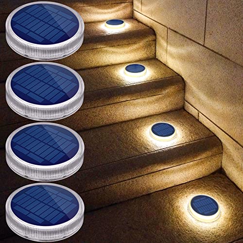 Solar Step Dock Deck Stair Stick on Lights for Outside Solar Powered (4 Count)