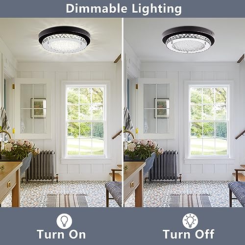Crystal Flush Mount Ceiling Light LED Dimmable Closet Light Bathroom Light