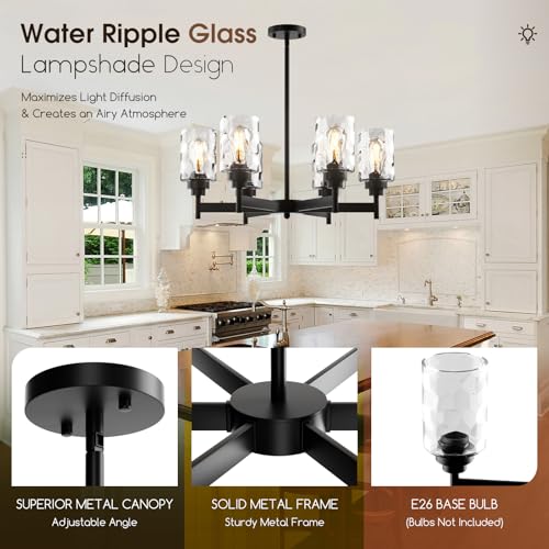 6 Light Black Chandelier 24.6" Farmhouse Chandeliers