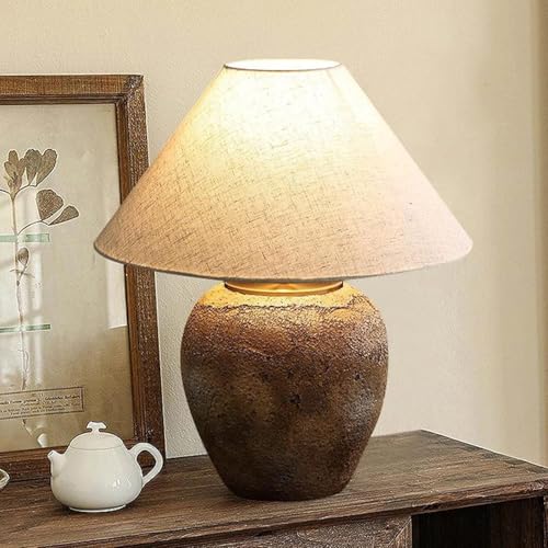 Rustic Farmhouse Clay Pot Table Lamps 19.6" Tall Ceramic Table Lamp
