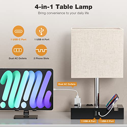 Beige Bedside Table Lamps Set of 2 (2 Count)