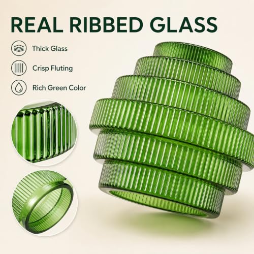 Green Stripes Glass Lamp Shades Set of 2 (2 Count)