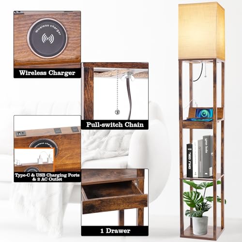 Floor Lamp with Shelves