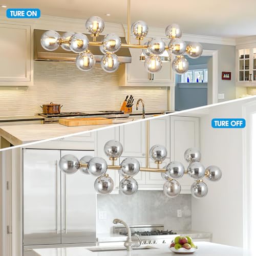 Modern Gold Chandelier Rectangle Pendant Light Sputnik Chandeliers Hanging Light Fixture 16