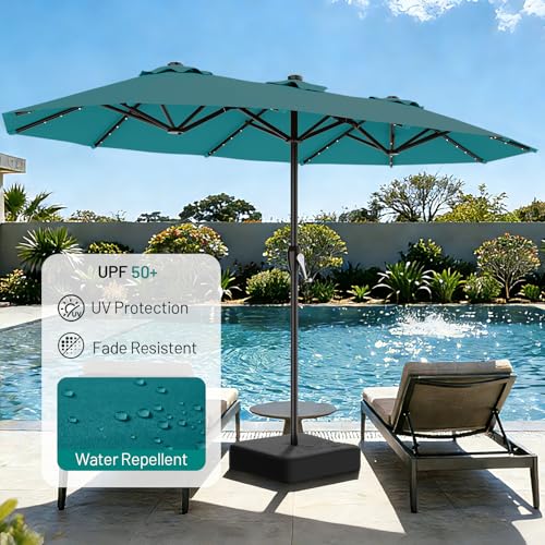 15FT Patio Umbrella with Solar Lights