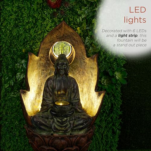 59" Tall Outdoor Buddha Fountain with LED Lights