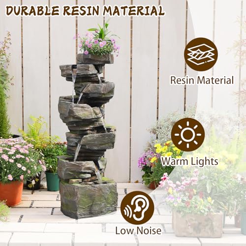 49H Realistic Rock Outdoor Water Fountain with 6 Tiers
