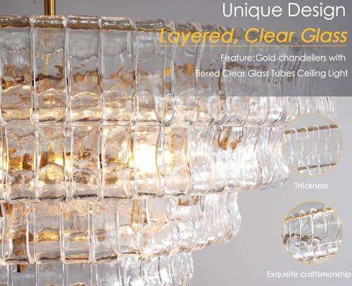 Clear Glass 36 inch Round Chandelier for Dining Room