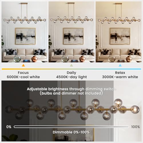 Modern Gold Chandelier Rectangle Pendant Light Sputnik Chandeliers Hanging Light Fixture 16