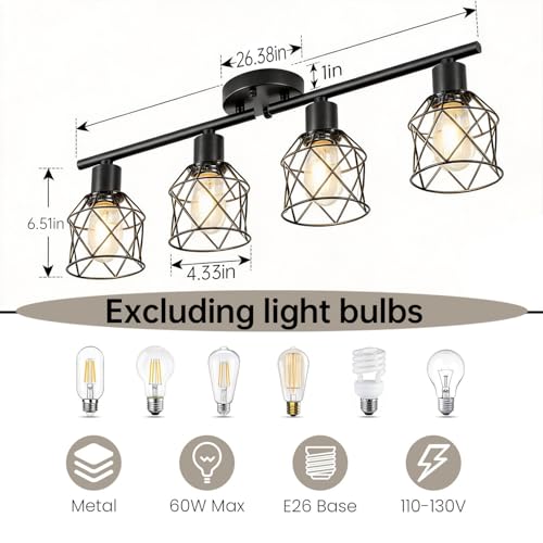 4 Lights Semi Flush Mount Ceiling Light