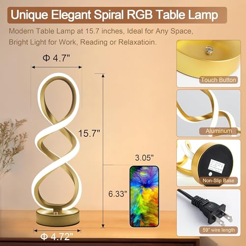 Modern Spiral LED RGB Table Lamp