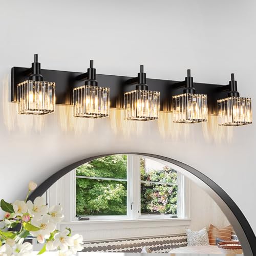 Black Crystal Bathroom Vanity Light 5
