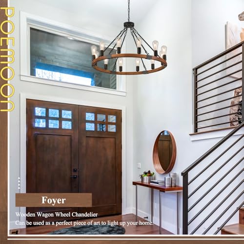 Farmhouse Wood Wagon Wheel Chandelier 12 (12 Count)