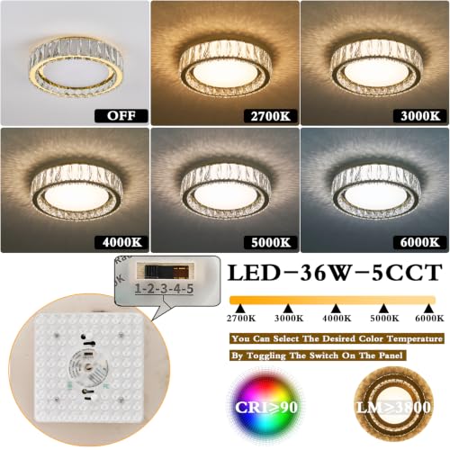 Dimmable Crystal Flush Mount Ceiling Light