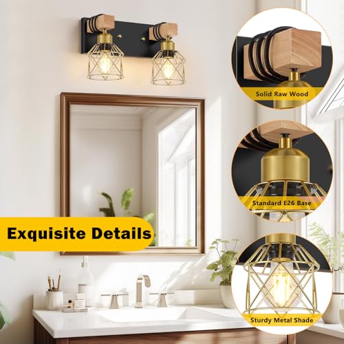 Rustic Style Wood Bathroom Wall Sconces