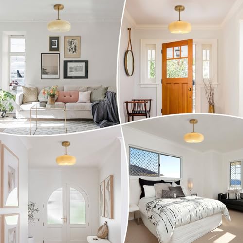 mid Century Ceiling Light Milk Glass Ceiling Light fixtures Glassshade Gold Modern Semi Flush Mount Ceiling Light