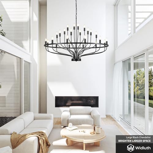 47.2" Large Black Chandelier Light Fixture