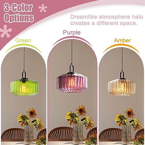 Mid Century Hanging Light Purple Glass Ceiling Pendant Lights
