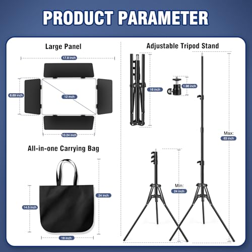 2 Pack LED Video Light Kit with Barn Door (2 Count)