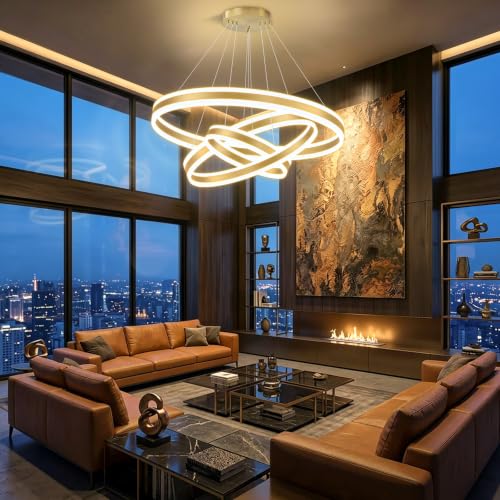 3 Rings Modern Gold LED Chandelier (3 Count)
