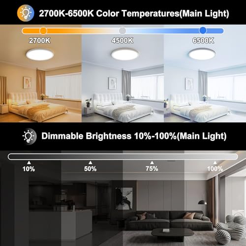 15 Inch LED Flush Mount Ceiling Light with Remote