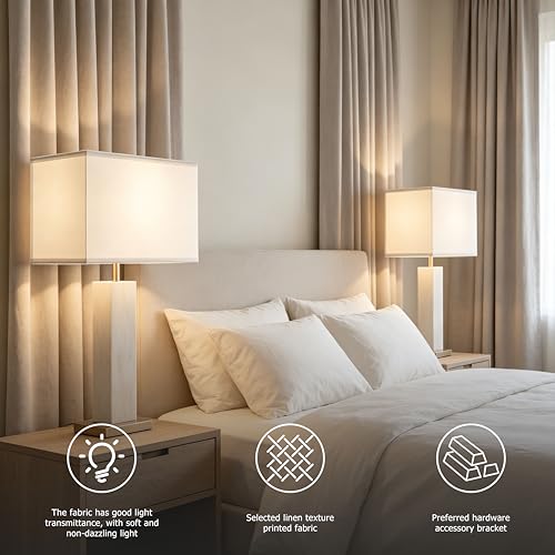 White Rectangle Lamp Shades Set of 2 Medium (2 Count)