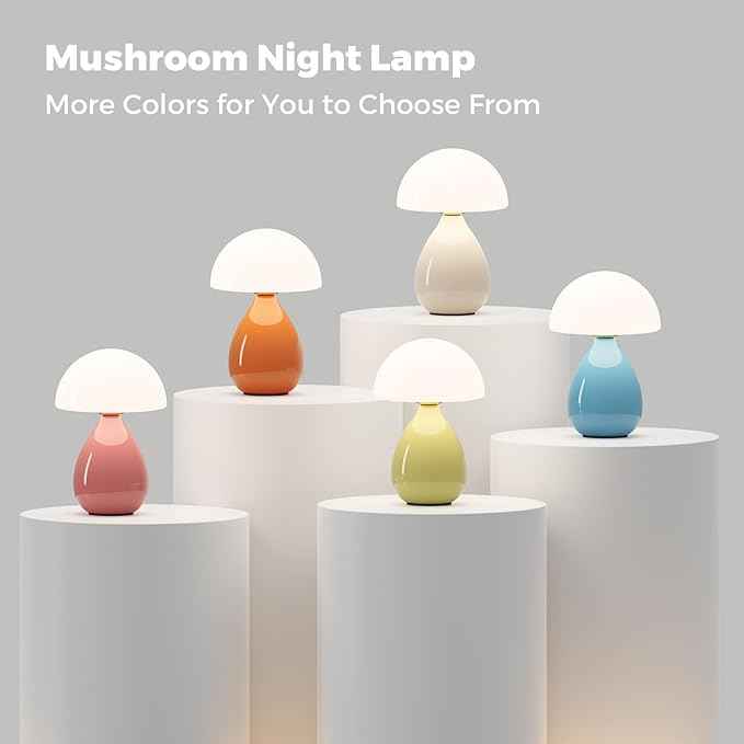 Mushroom Lamp, Vintage Small Table Lamp for Bedroom, Ice Crack Ceramic LED Night Light for Kids, Mid Century Modern Bedside Lamp for Nightstand, Living Room, Home Decor Gift Ideas for Women, Blue