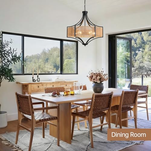 25.6" Large Rattan Chandelier