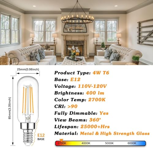 E12 Edison LED Light Bulbs 40 Watt Equivalent Candelabra (12 Count)