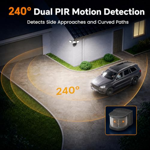 LED Security Light 240° Dual PIR 100 FT Motion Sensor Outdoor