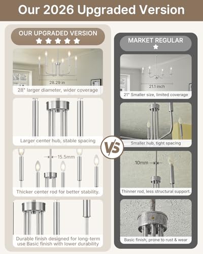 6 Light Brushed Nickel Chandelier