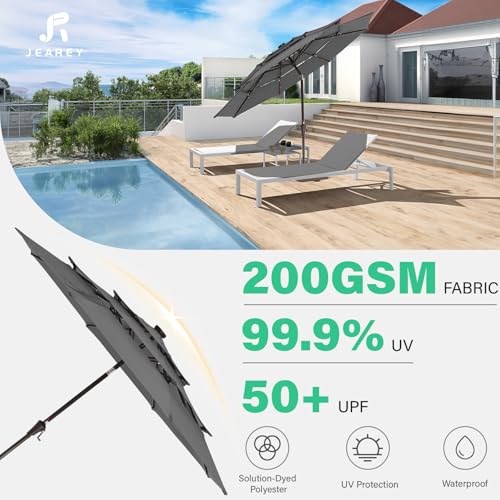 9 ft 3 Tier Outdoor LED Lighted Patio Umbrella w