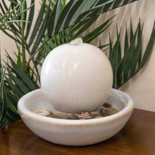 Sunnydaze 7" Indoor Ceramic Tabletop Fountain with Orb