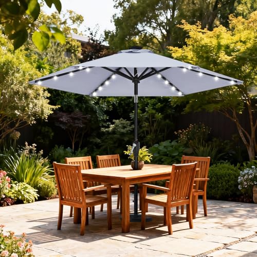 Solar Led Patio Umbrella with 24 Lights 7.5FT
