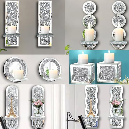 Set of 2 Crystal Crush Diamond Candle Sconces (2 Count)