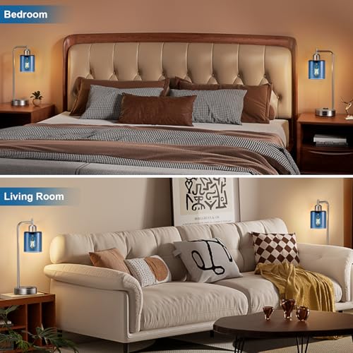 Industrial Blue Table Lamps for Bedrooms Set of 2 (2 Count)