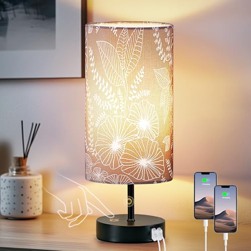 Bedside Table Lamp with 2 USB Ports
