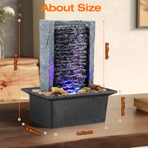 Tabletop Fountain Indoor Waterfall Rock Fountain LED