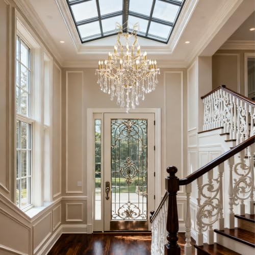 24 Lights Large Crystal Chandelier for High Ceilings