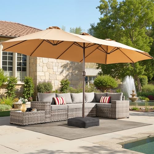 15 Ft Double Head Umbrella Outdoor Patio With Base